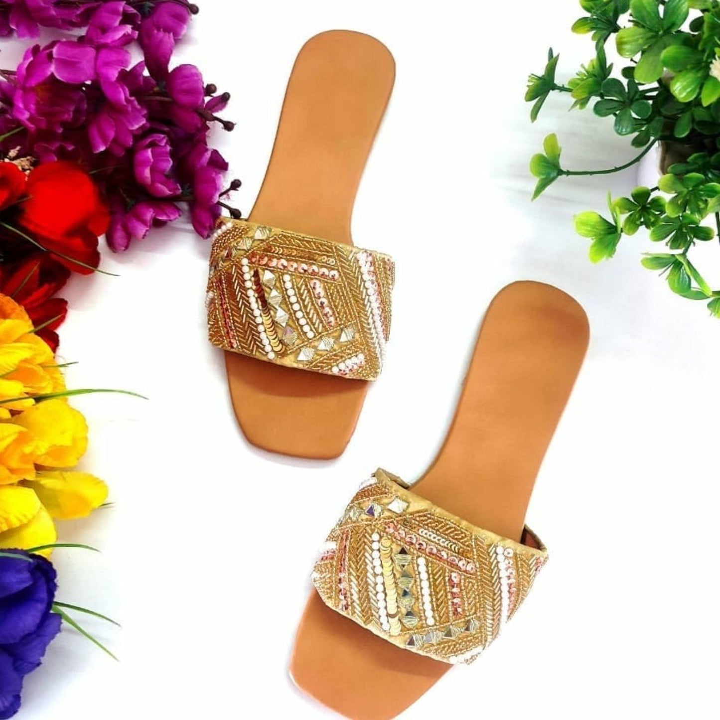 Handcrafted Flat Sandal, Glimmer