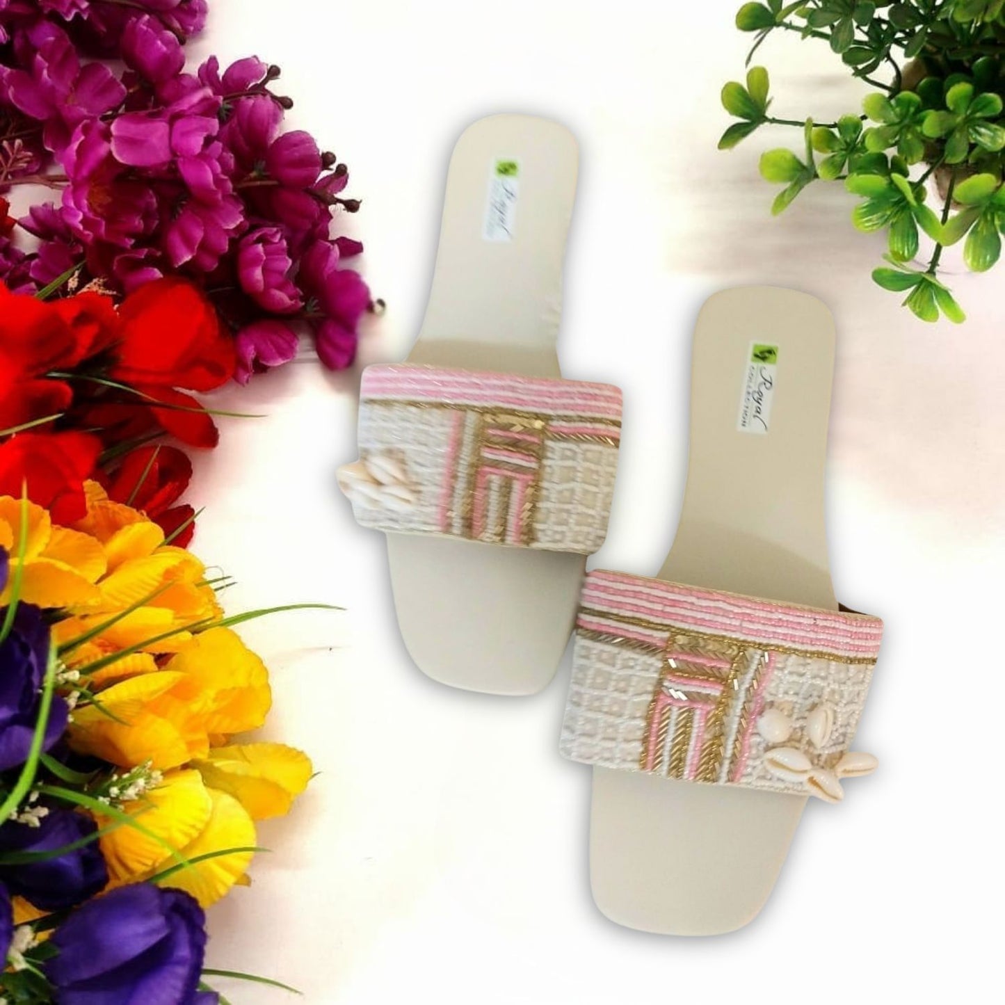 Handcrafted Flat Sandal, Blossom