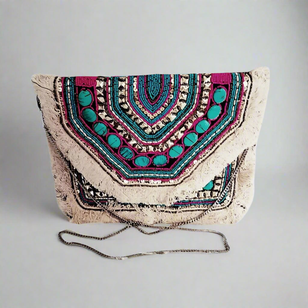 Handcrafted Boho Bag, Azure Sands