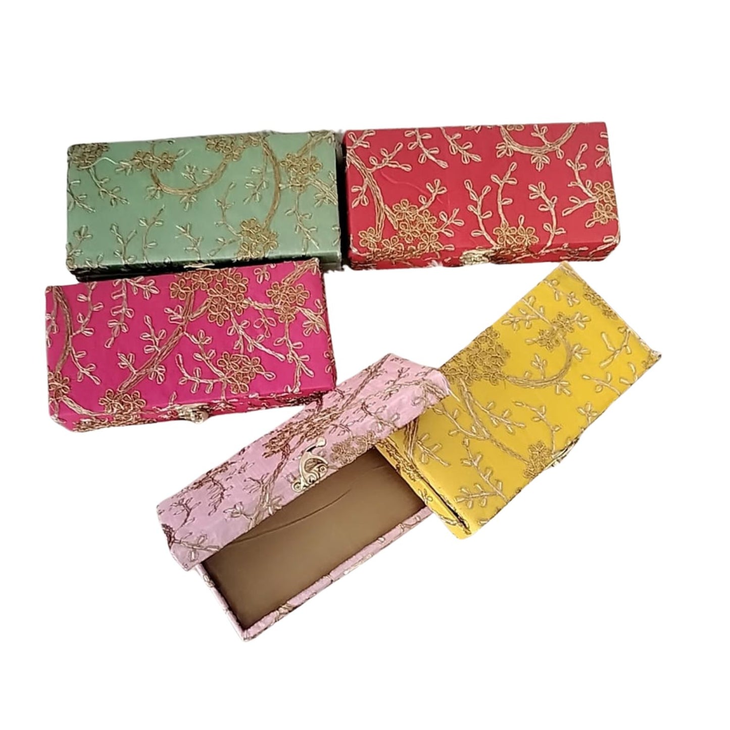 Handcrafted Embroidered Jewelry Box, Floral Square