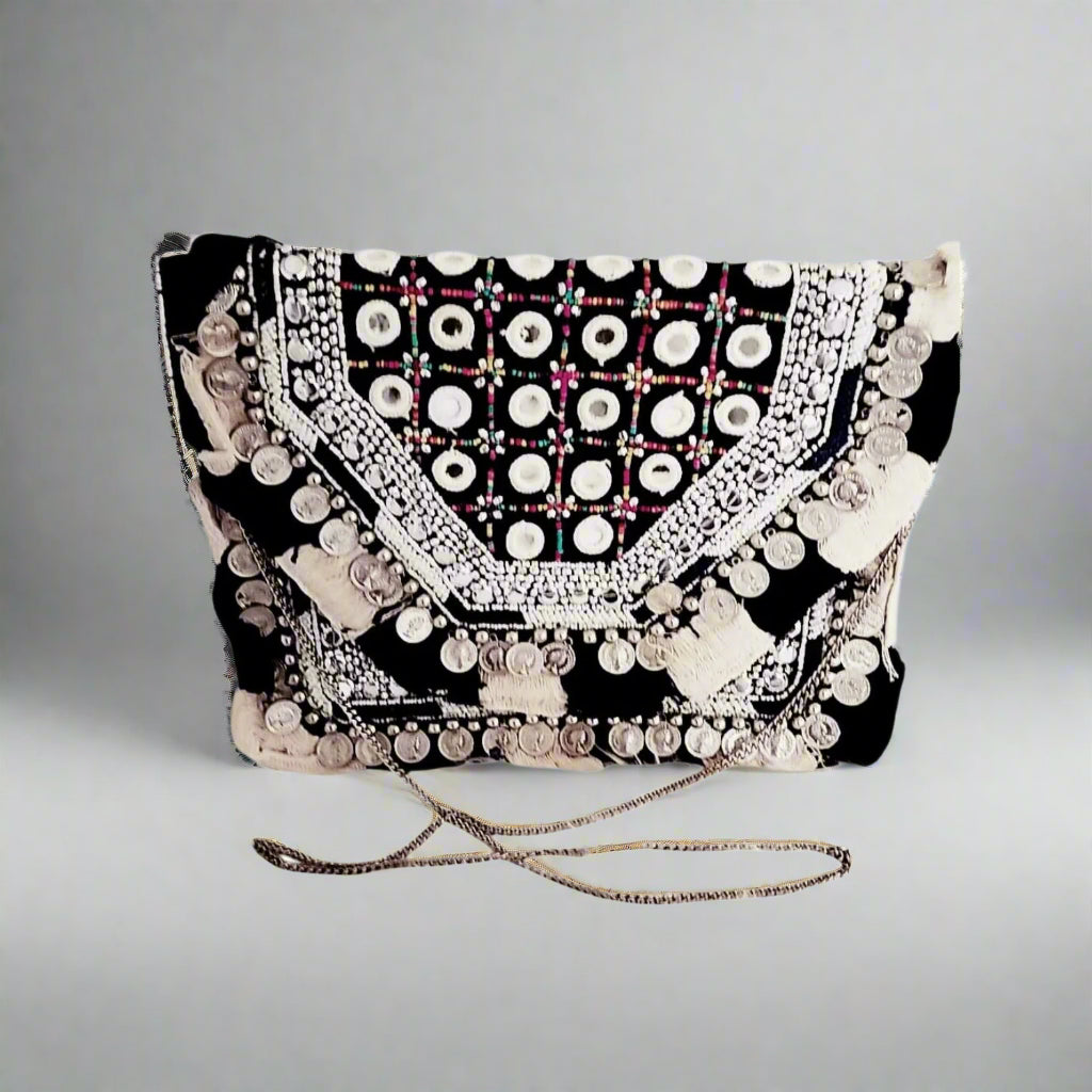 Handcrafted Boho Bag, Ivory Shadow
