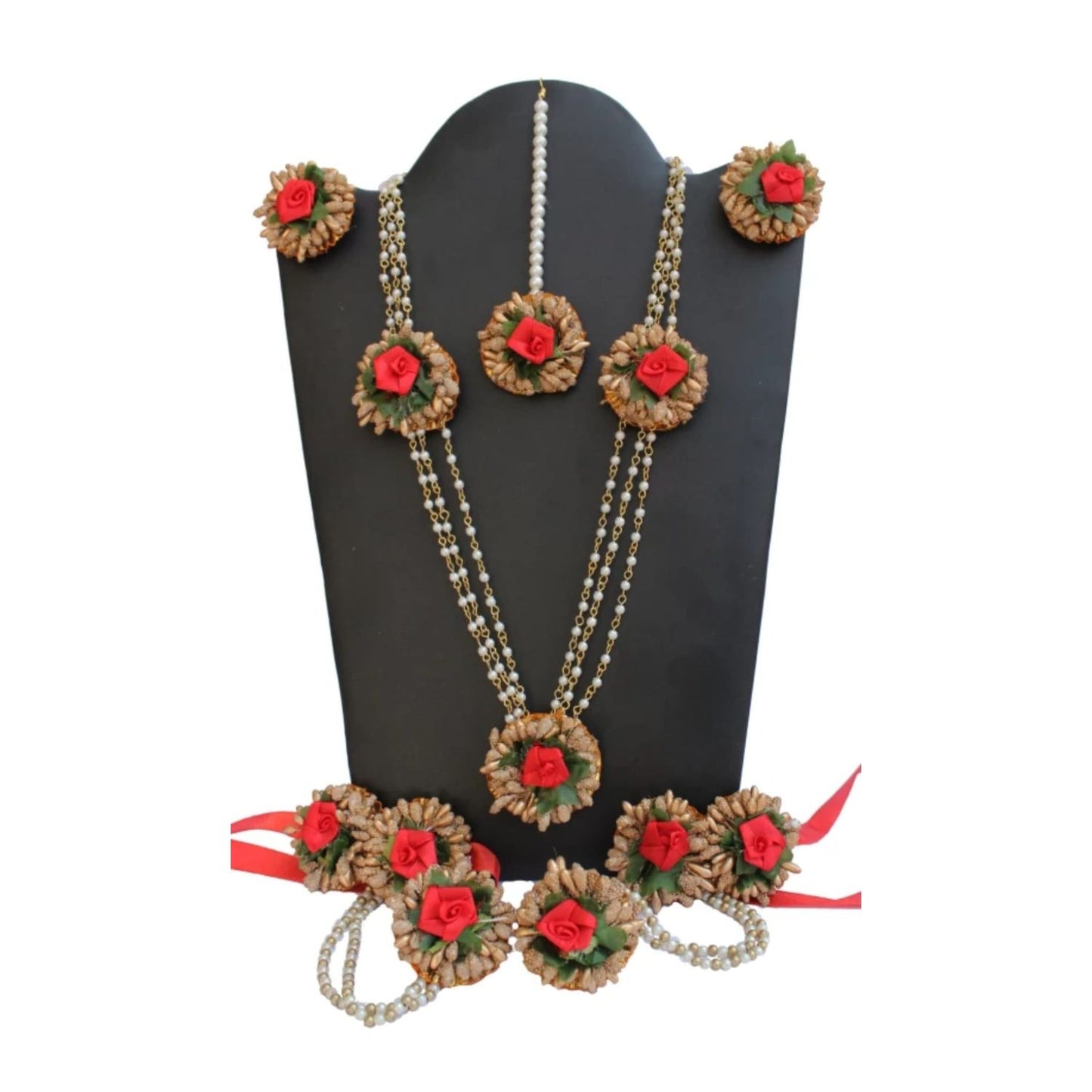 Handcrafted Artificial Jewelry Set, Garnet Charm