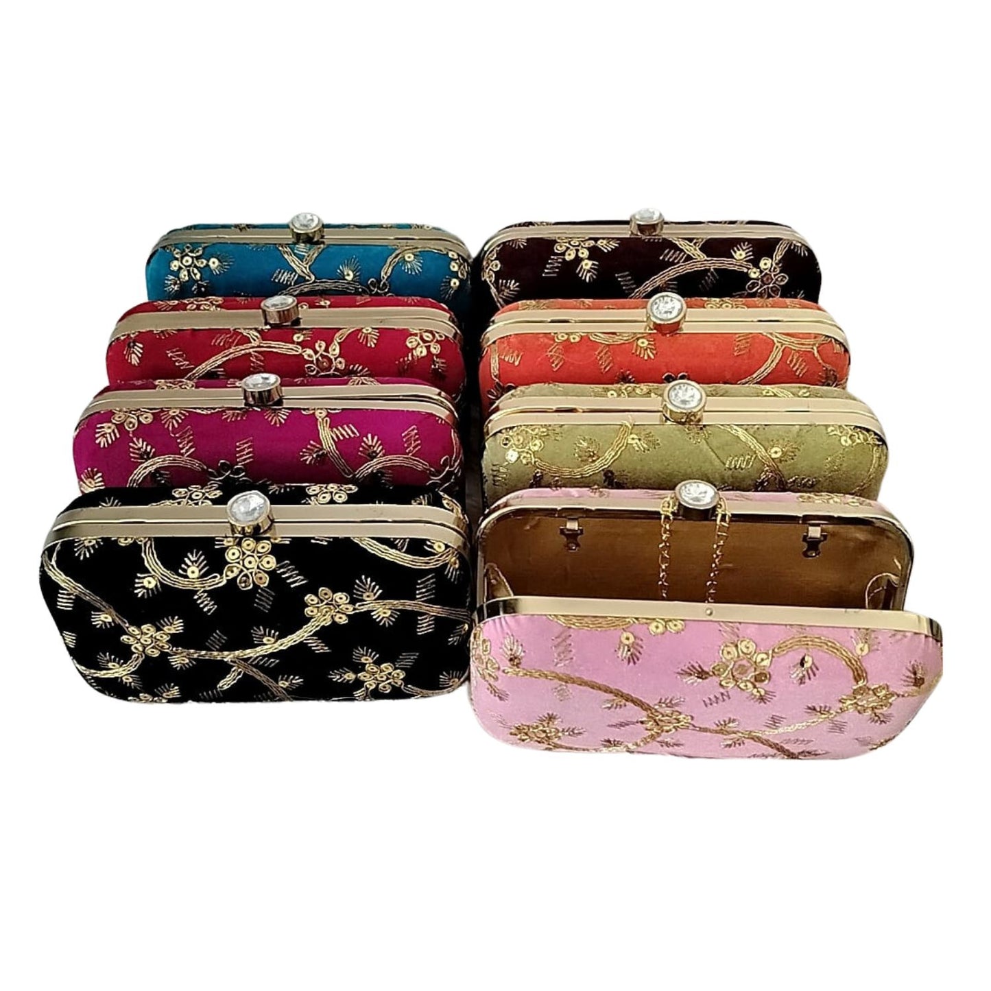 Handcrafted Embroidered Clutch, Floral Harmony