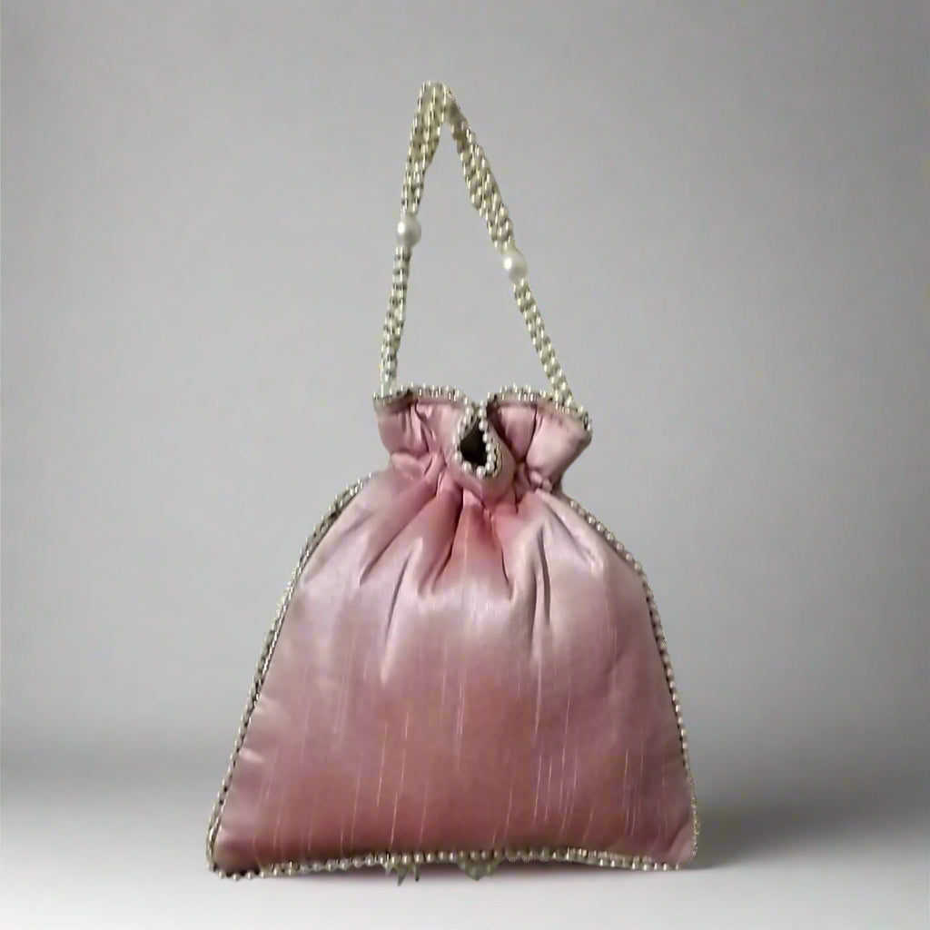 Handcrafted Potli Bag, Silk Treeflower - Dusty Rose