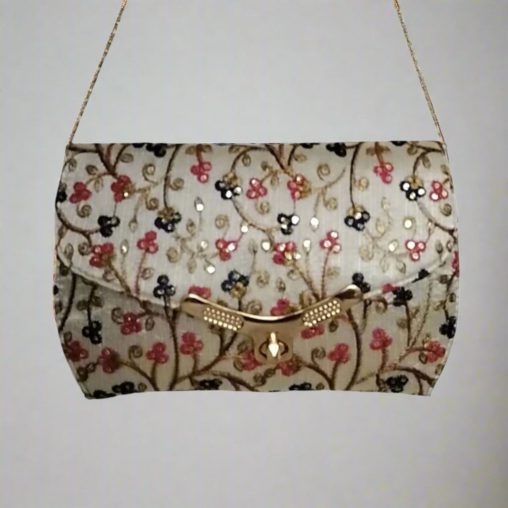 Handcrafted Embroidered Clutch, Daisy Delight