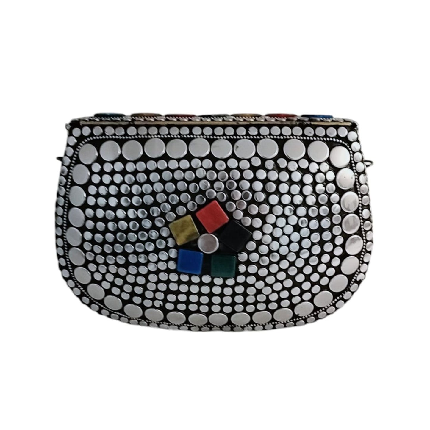 Handcrafted Unique Metal Clutch, Antique Allure