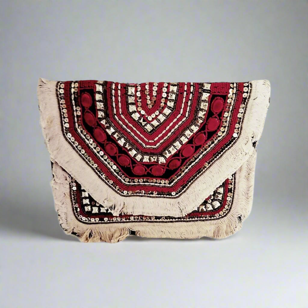 Handcrafted Boho Bag, Almond Ruby