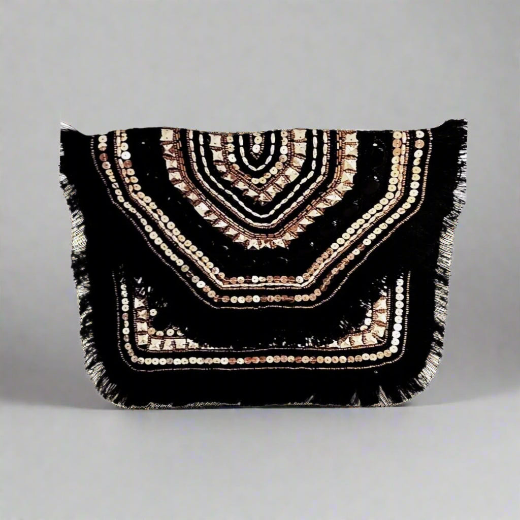 Handcrafted Boho Bag, Ivory Noir