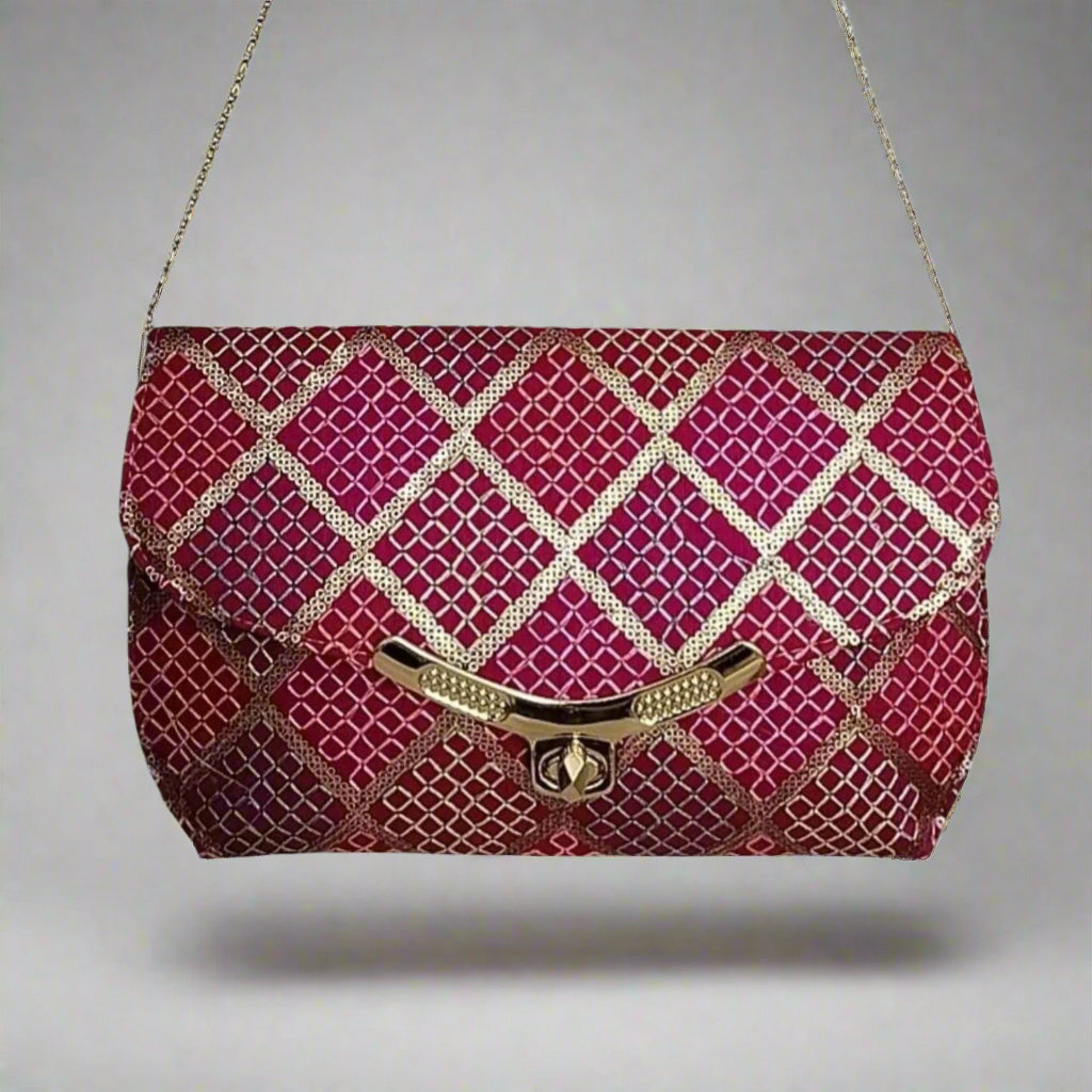 Handcrafted Embroidered Clutch, Mystic Mesh