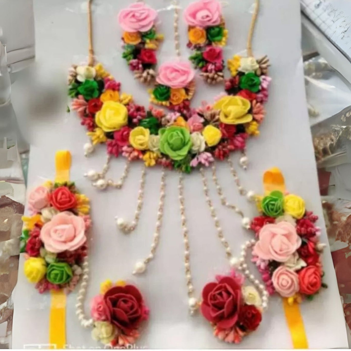 Handcrafted Artificial Jewelry Set, Floral Fantasy